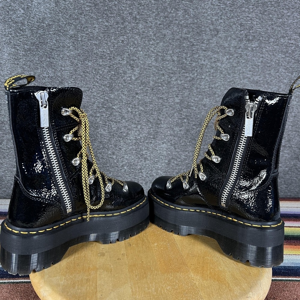 Dr. Martens‎ Ghilana Max Combat Boots Womens Size 7 Black Patent Platform - Picture 6 of 9